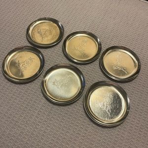 Set of 6 aluminum coasters, mid century coaster set